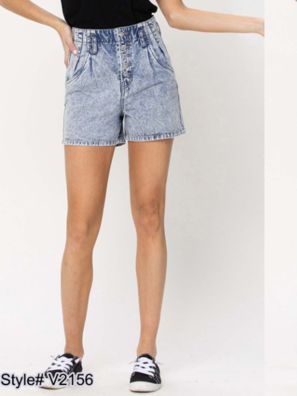 Shorts Vervet Button Up Acid Wash Mom Shorts